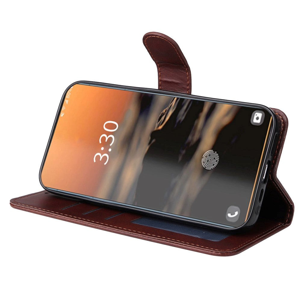 Samsung Galaxy S23 Ultra Plånboksfodral - Imitationsläder - Brun