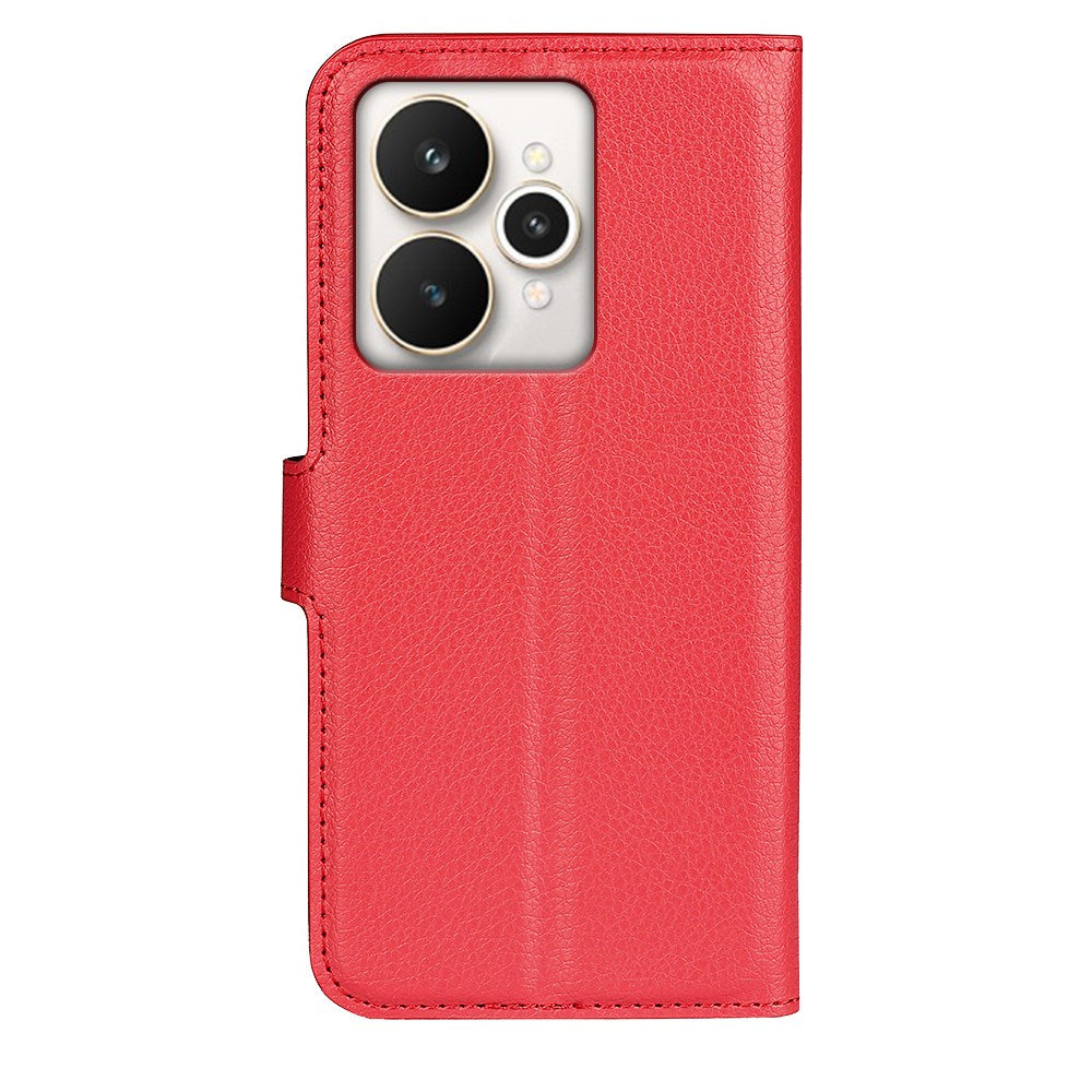 Realme 15 EIDERWOOD Konstläder Fodral med Korthållare & Ställfunktion - Röd