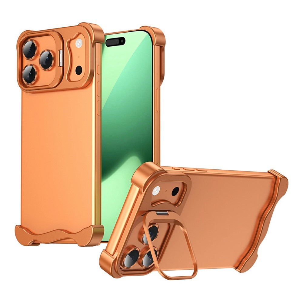 iPhone 17 Pro Tvådelat Metall Bumper Skal m. Stödfunktion & Linsskydd - Orange