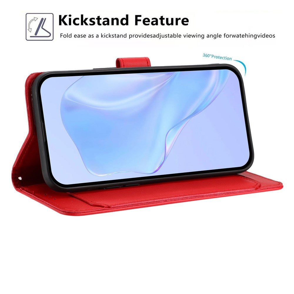 Motorola Moto G86 Power EIDERWOOD Konstläder Fodral med Rem & Korthållare - Röd