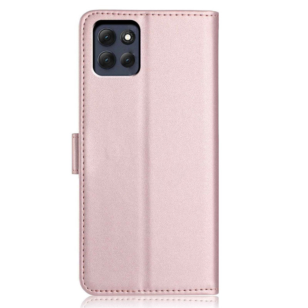Motorola Moto G86 Power EIDERWOOD Konstläder Fodral med Rem & Korthållare - Rose Gold
