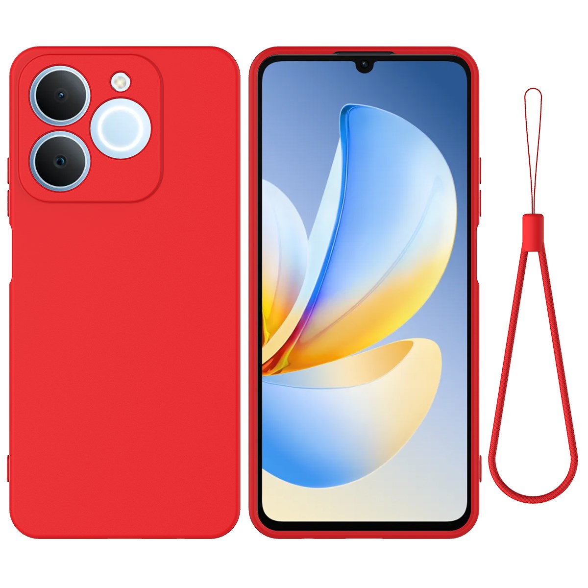 Realme Note 70T EIDERWOOD Fodrat Silikon Skal m. Rem - Röd