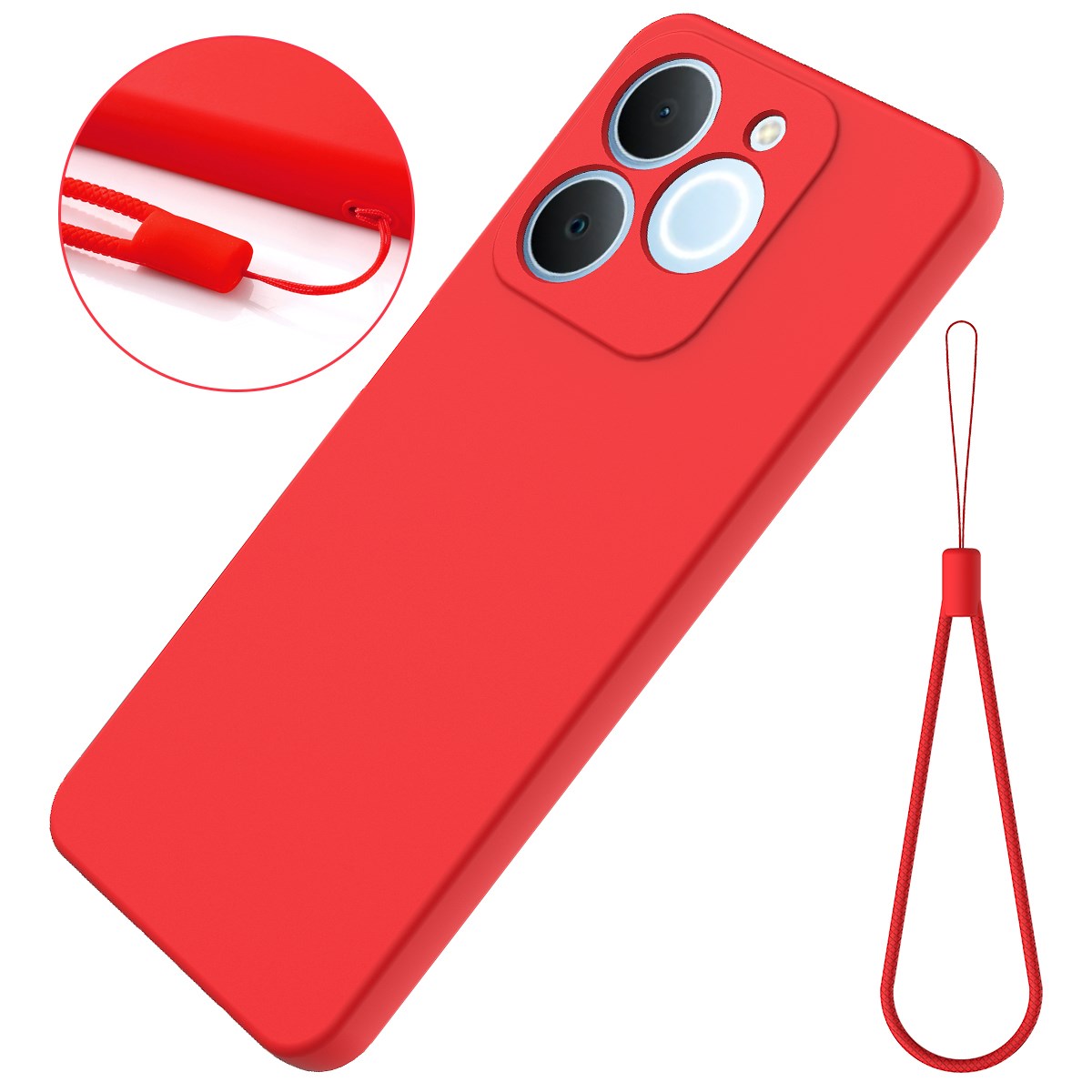 Realme Note 70T EIDERWOOD Fodrat Silikon Skal m. Rem - Röd