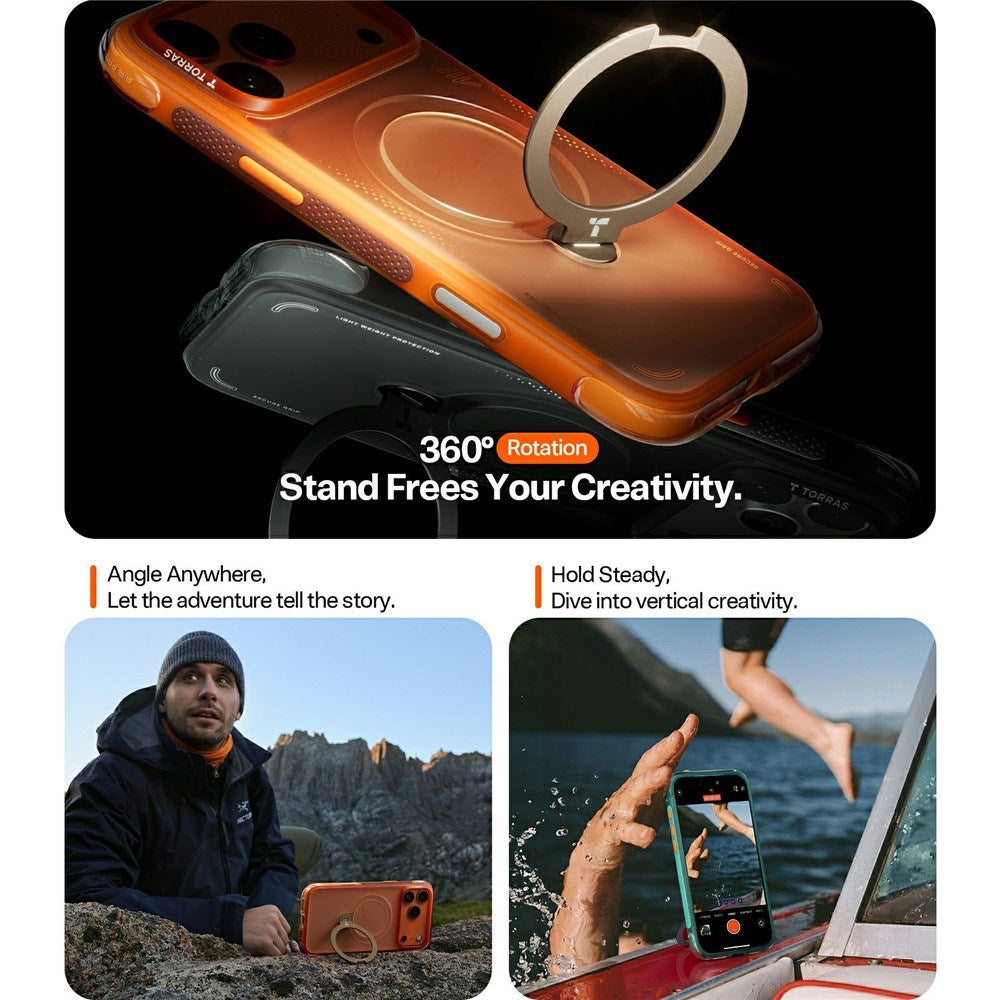 iPhone 17 Pro Max TORRAS Ostand Q3 Air Skal med Kickstand - MagSafe Kompatibel - Grön