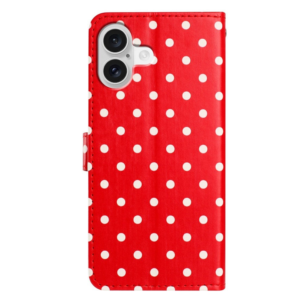 EIDERWOOD iPhone 17 Konstläder Flip Skal m. Polka Design - Röd