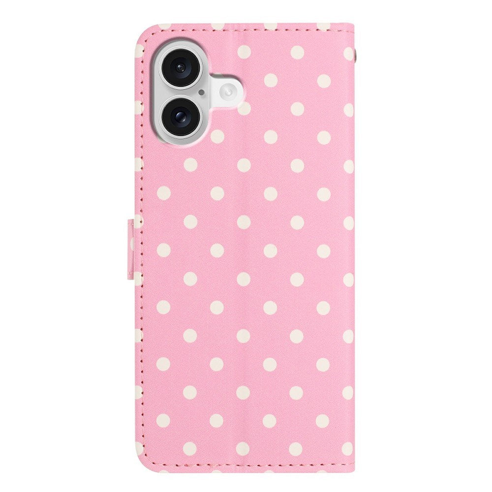 EIDERWOOD iPhone 17 Konstläder Flip Skal m. Polka Design - Rosa