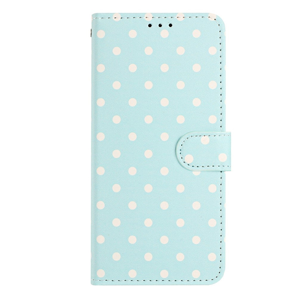 EIDERWOOD iPhone 17 Konstläder Flip Skal m. Polka Design - Blå