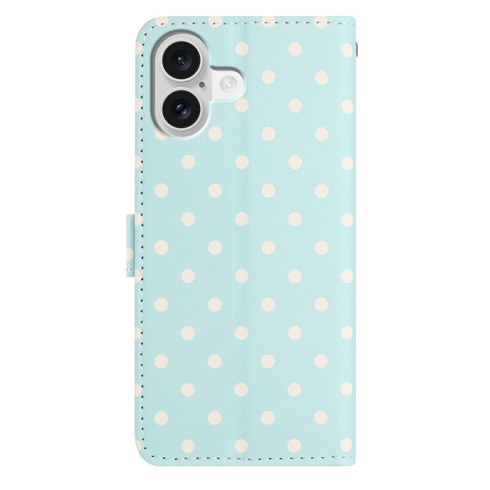 EIDERWOOD iPhone 17 Konstläder Flip Skal m. Polka Design - Blå