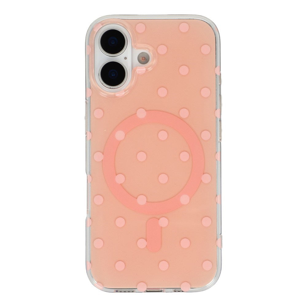 EIDERWOOD iPhone 17 Hybrid Skal med Polka Design - MagSafe Kompatibel - Genomskinlig / Rosa