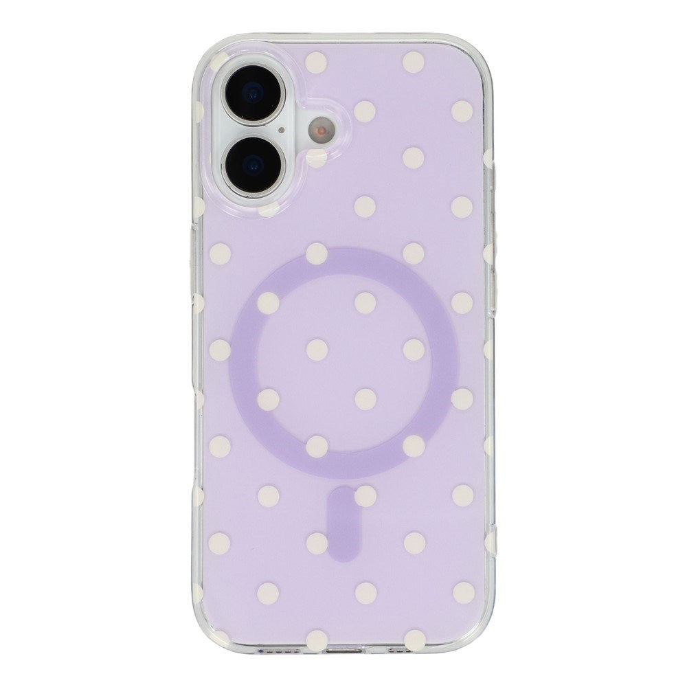 EIDERWOOD iPhone 17 Hybrid Skal med Polka Design - MagSafe Kompatibel - Genomskinlig / Lila