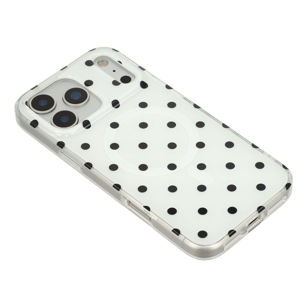 EIDERWOOD iPhone 17 Pro Hybrid Skal med Polka Design - MagSafe Kompatibel - Genomskinlig / Svart