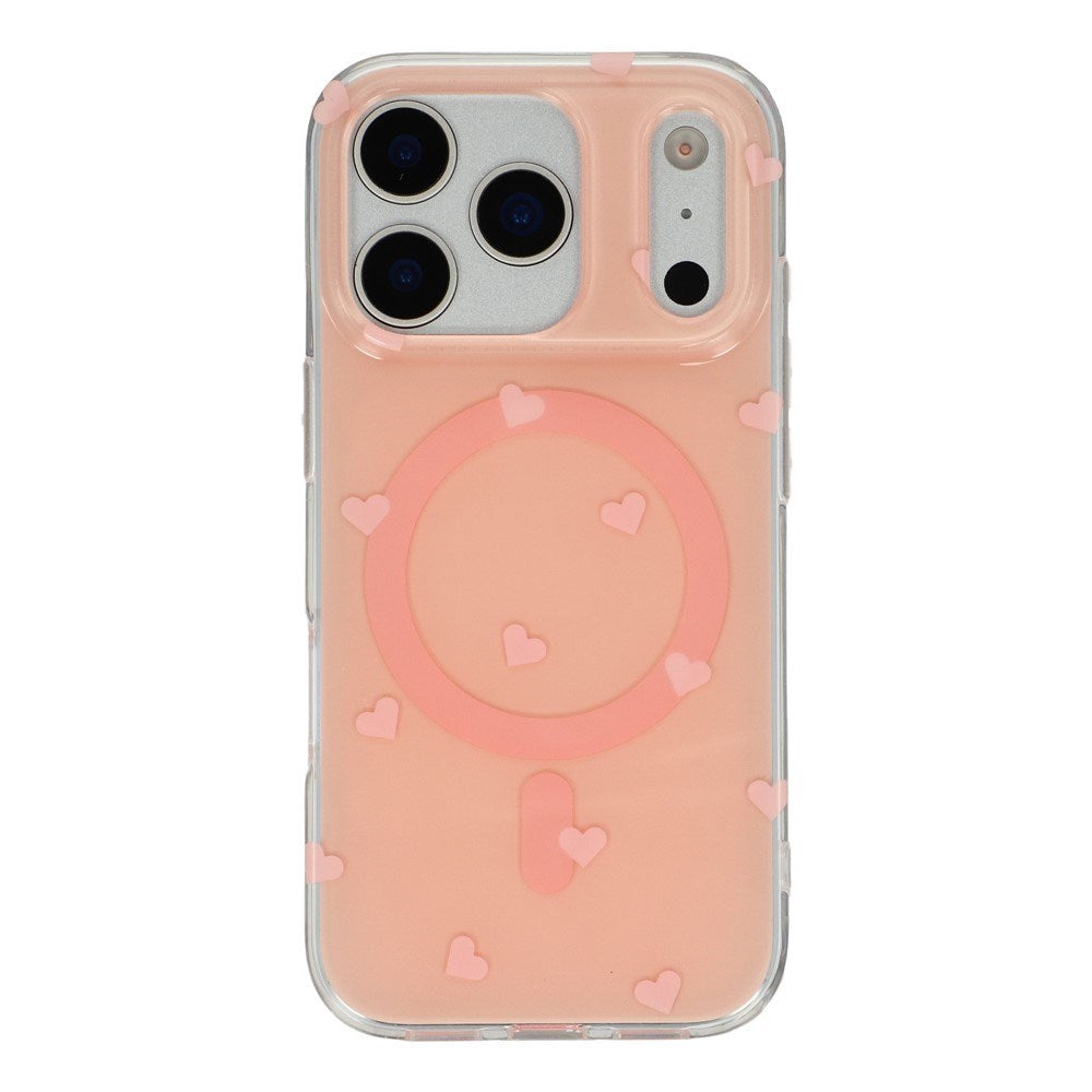 EIDERWOOD iPhone 17 Pro Hybrid Skal med Polka Design - MagSafe Kompatibel - Genomskinlig / Rosa