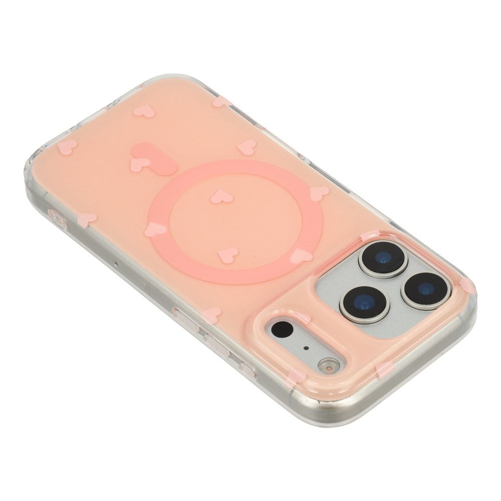 EIDERWOOD iPhone 17 Pro Hybrid Skal med Polka Design - MagSafe Kompatibel - Genomskinlig / Rosa