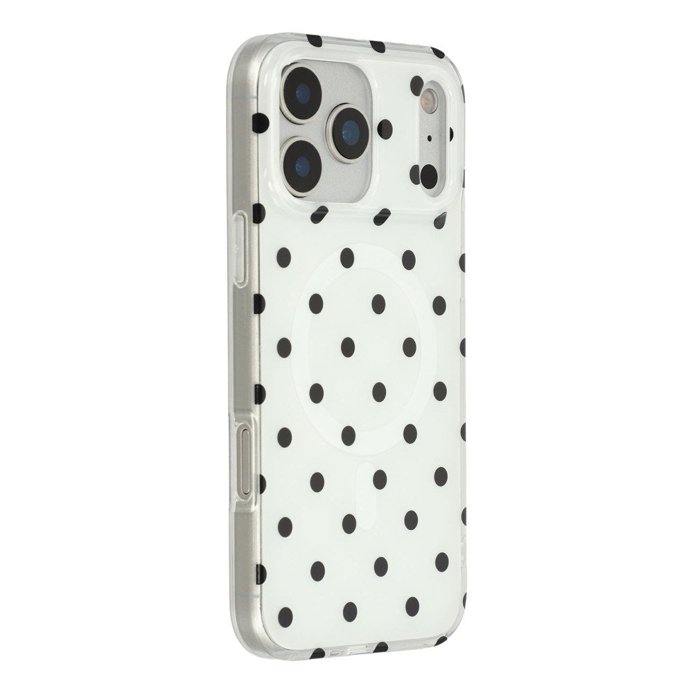 EIDERWOOD iPhone 17 Pro Max Hybrid Skal med Polka Design - MagSafe Kompatibel - Genomskinlig / Svart