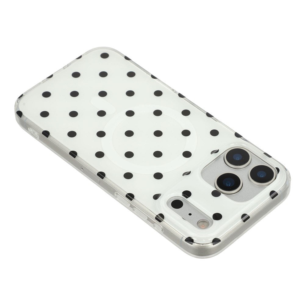 EIDERWOOD iPhone 17 Pro Max Hybrid Skal med Polka Design - MagSafe Kompatibel - Genomskinlig / Svart