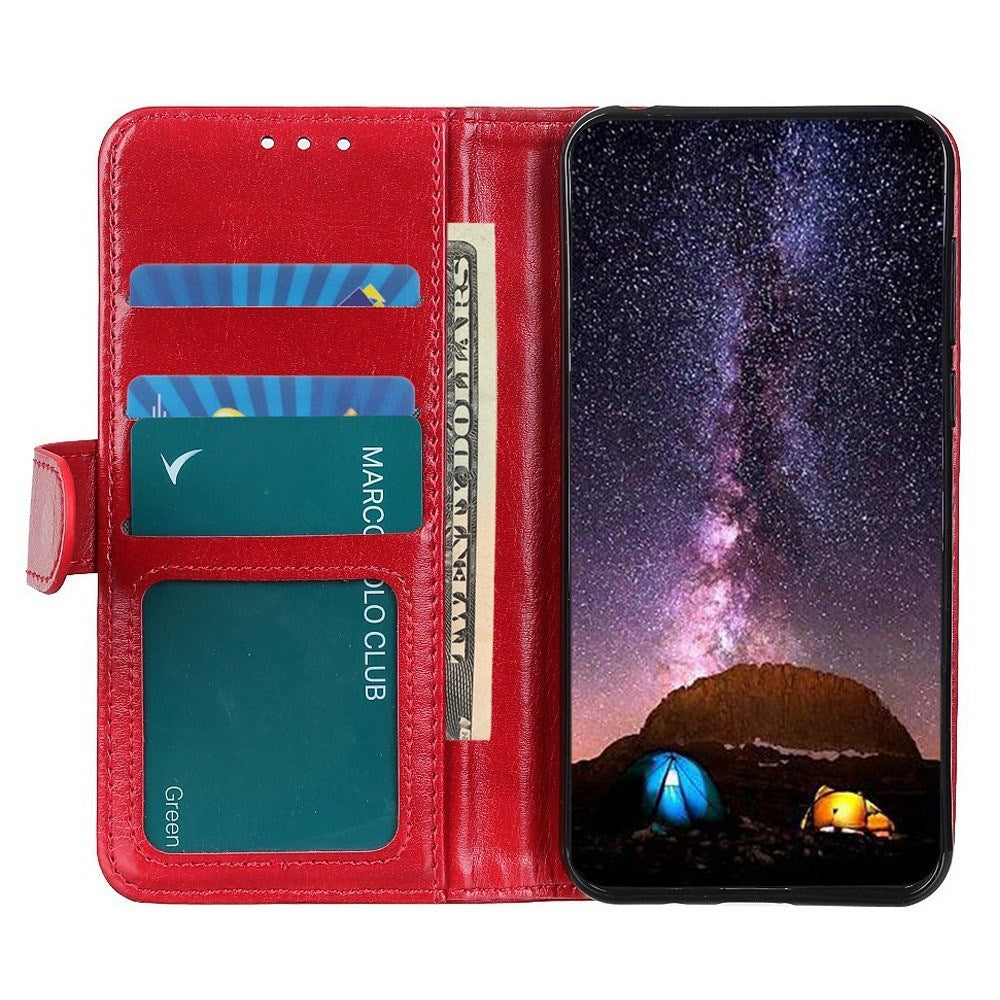 Motorola Moto G06 EIDERWOOD Konstläder Flip Fodral m. Kortficka - Röd
