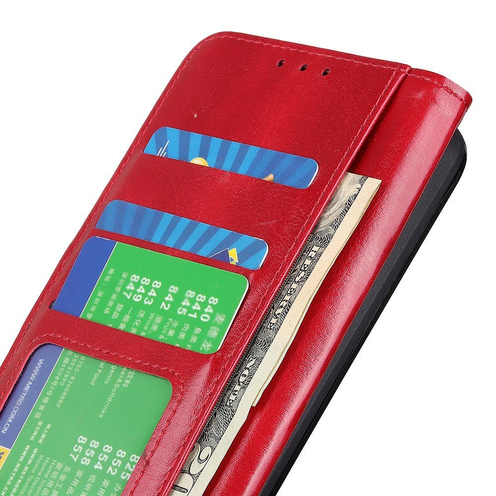 Motorola Moto G06 EIDERWOOD Konstläder Flip Fodral m. Kortficka - Röd
