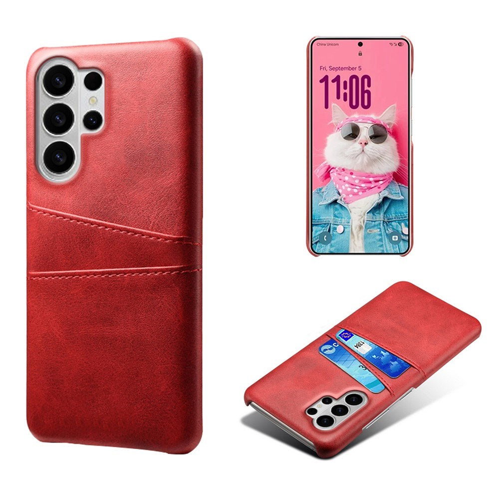 Samsung Galaxy S26 Ultra EIDERWOOD Konstläder Skal m. Korthållare - Röd