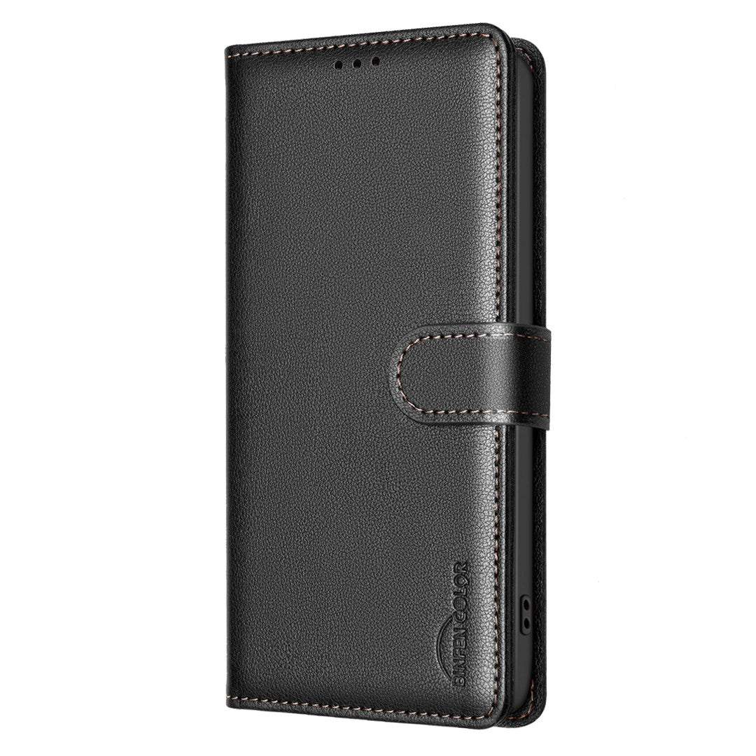 Honor X5c Plus BINFEN Konstläder Fodral med RFID Blockering - Svart
