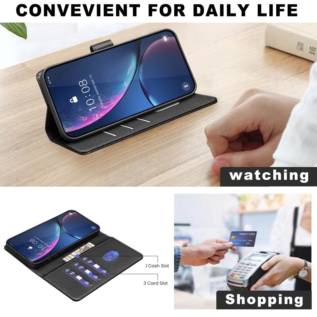 Honor X5c Plus BINFEN Konstläder Fodral med RFID Blockering - Svart