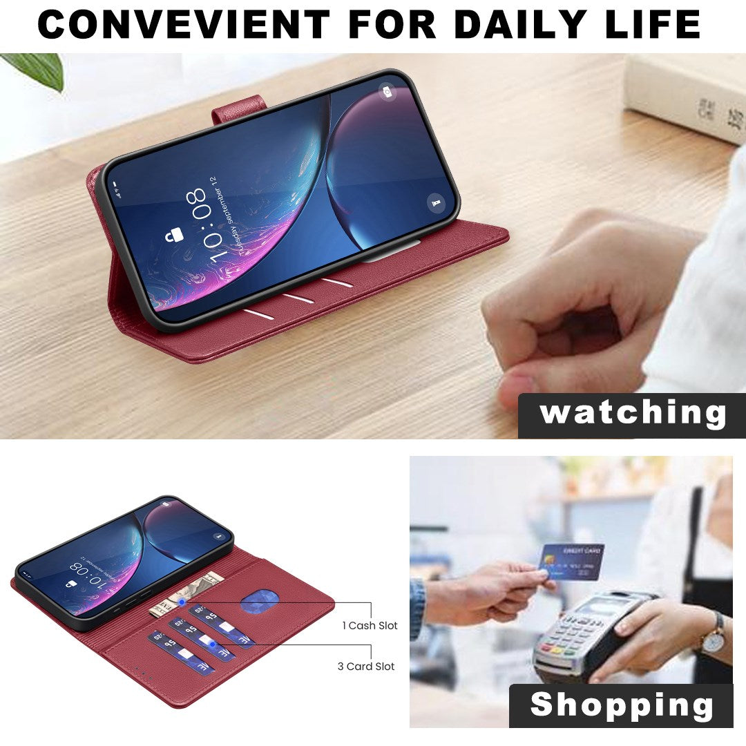 Honor X5c Plus BINFEN Konstläder Fodral med RFID Blockering - Rød
