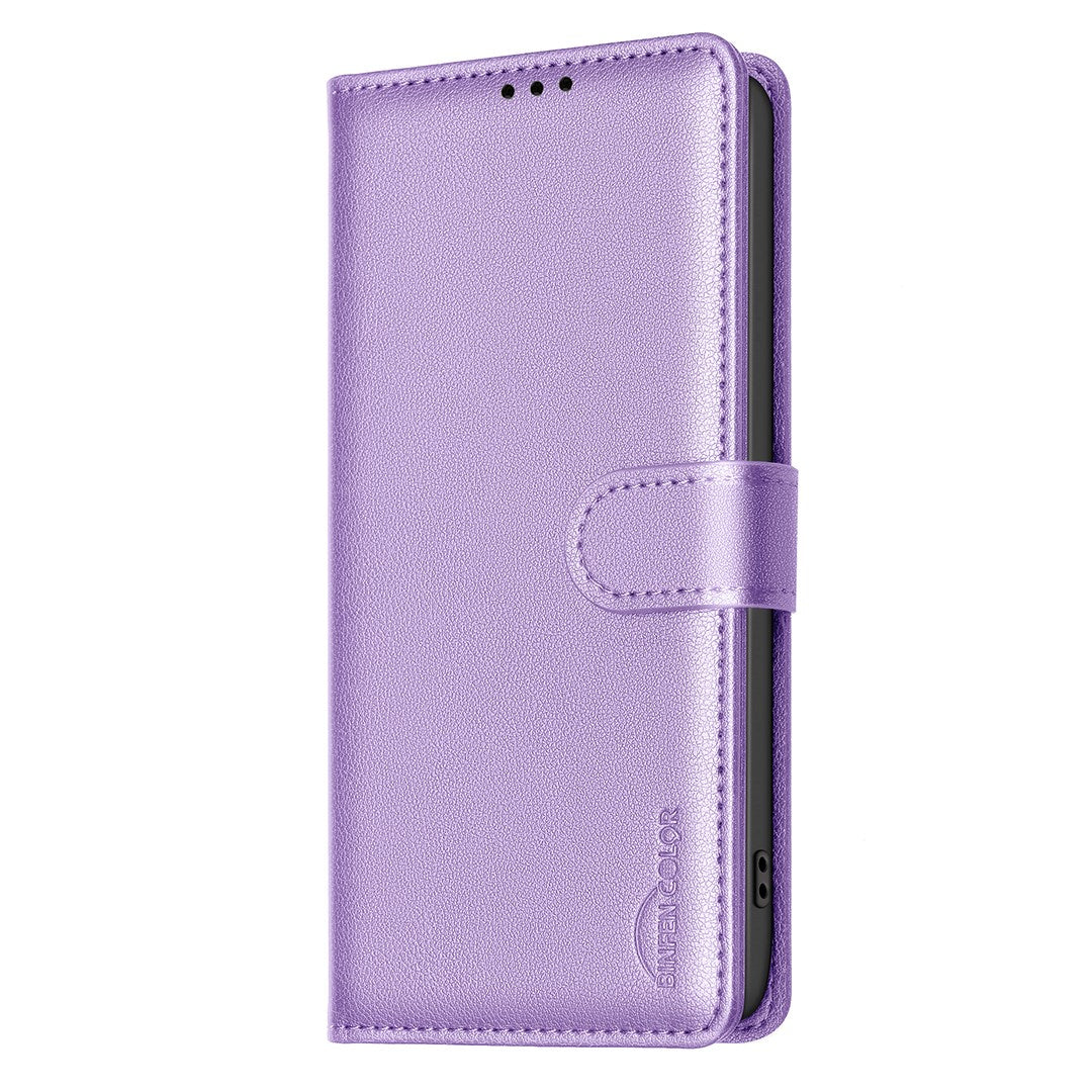Honor X5c Plus BINFEN Konstläder Fodral med RFID Blockering - Lila