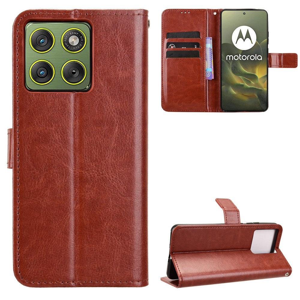 Motorola Edge 70 EIDERWOOD Konstläder Fodral med Rem & Korthållare - Brun
