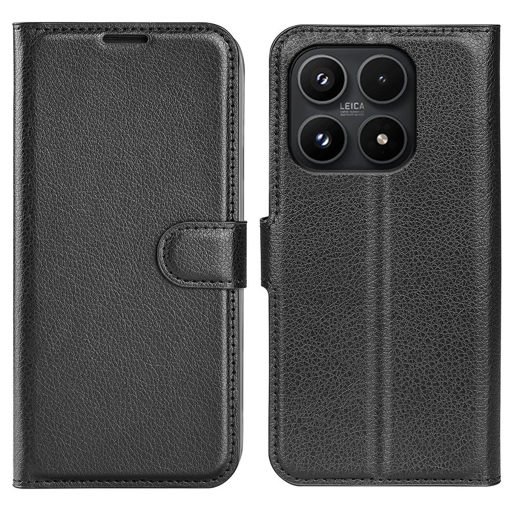 Xiaomi 17 EIDERWOOD Litchi Textur Konstläder Flip Fodral m. Kortficka - Svart