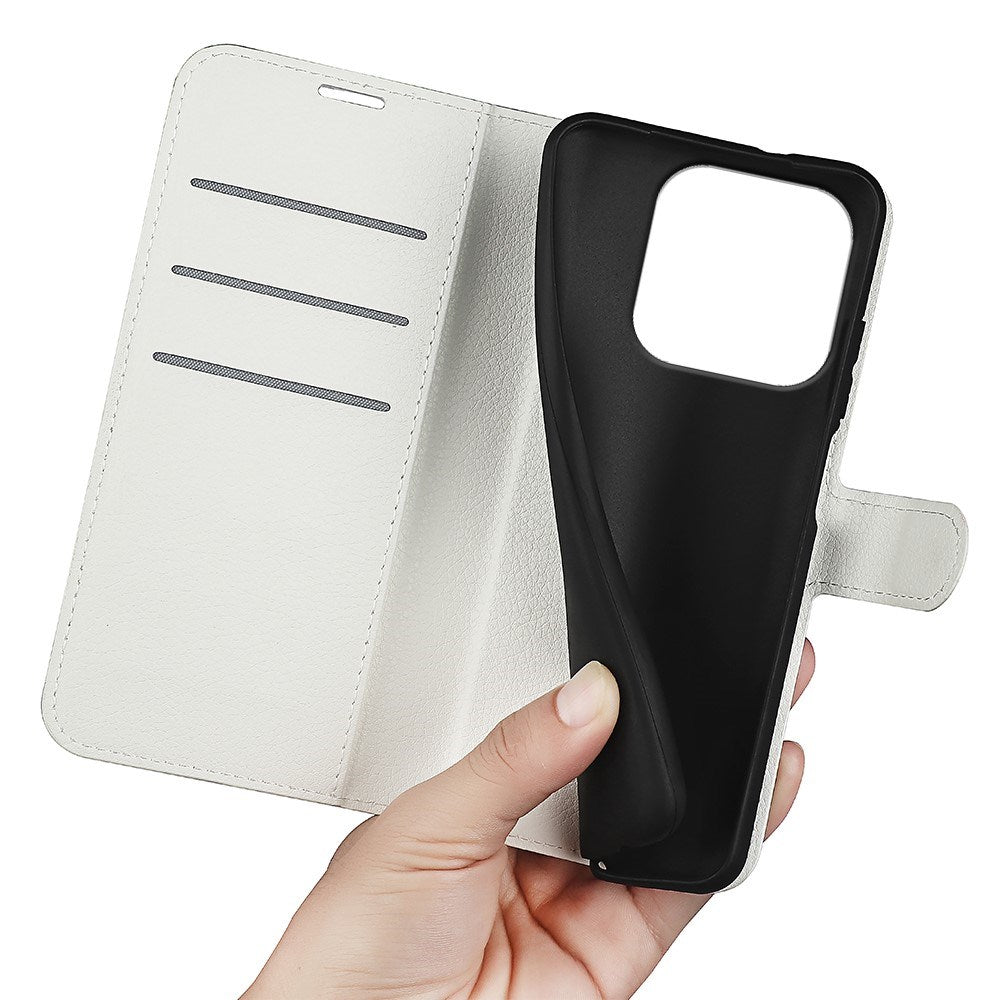 Xiaomi 17 EIDERWOOD Litchi Textur Konstläder Flip Fodral m. Kortficka - Vit