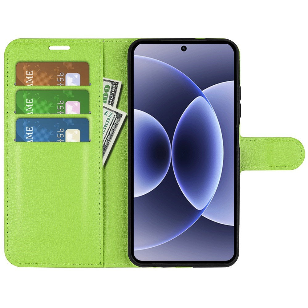 Xiaomi 17 EIDERWOOD Litchi Textur Konstläder Flip Fodral m. Kortficka - Grön