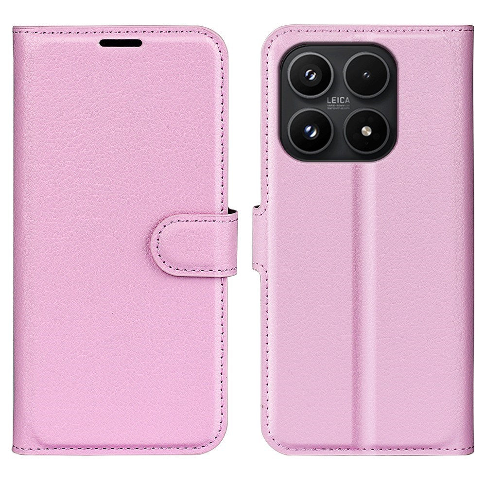 Xiaomi 17 EIDERWOOD Litchi Textur Konstläder Flip Fodral m. Kortficka - Rosa