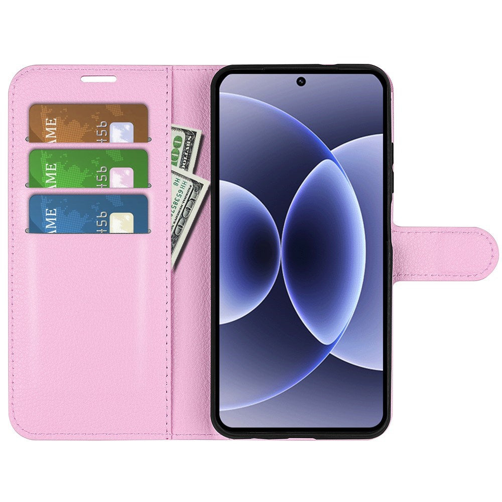 Xiaomi 17 EIDERWOOD Litchi Textur Konstläder Flip Fodral m. Kortficka - Rosa