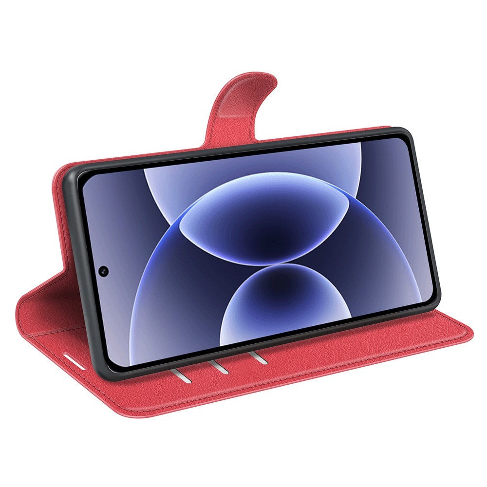 Xiaomi 17 EIDERWOOD Litchi Textur Konstläder Flip Fodral m. Kortficka - Röd