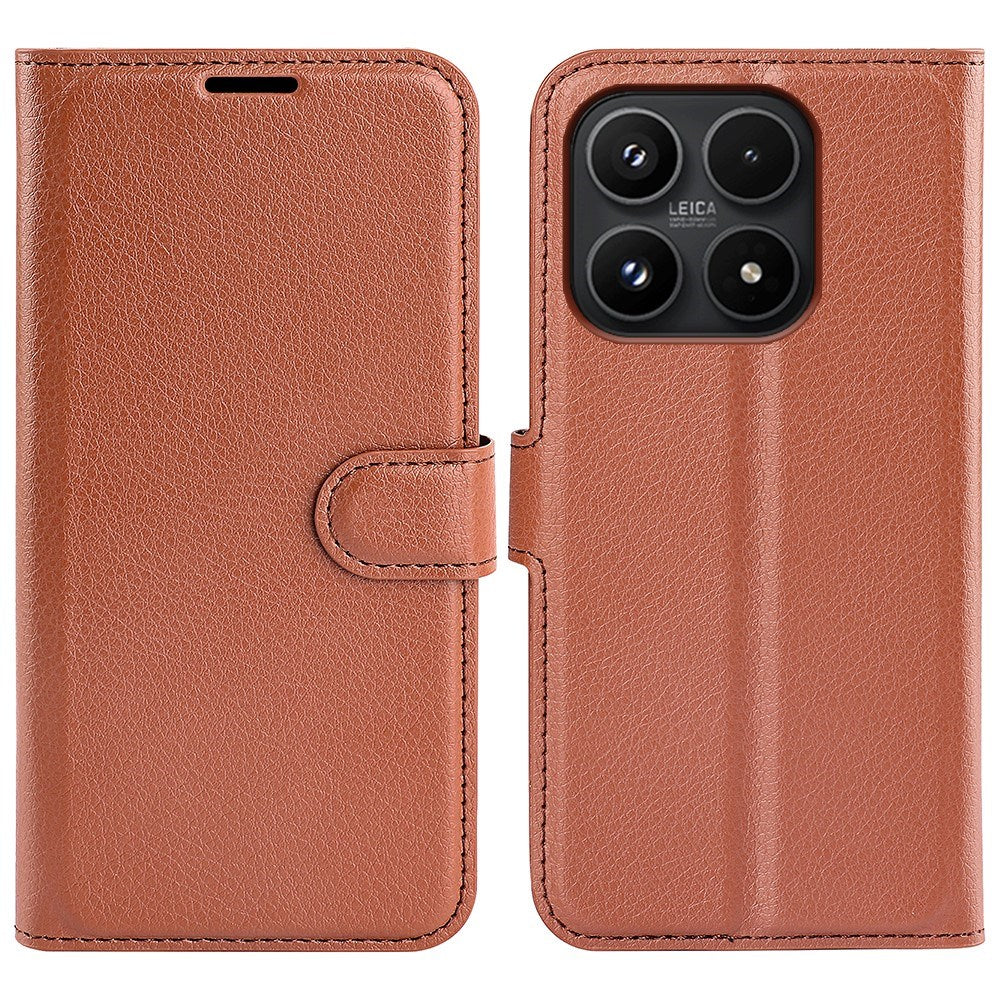 Xiaomi 17 EIDERWOOD Litchi Textur Konstläder Flip Fodral m. Kortficka - Brun
