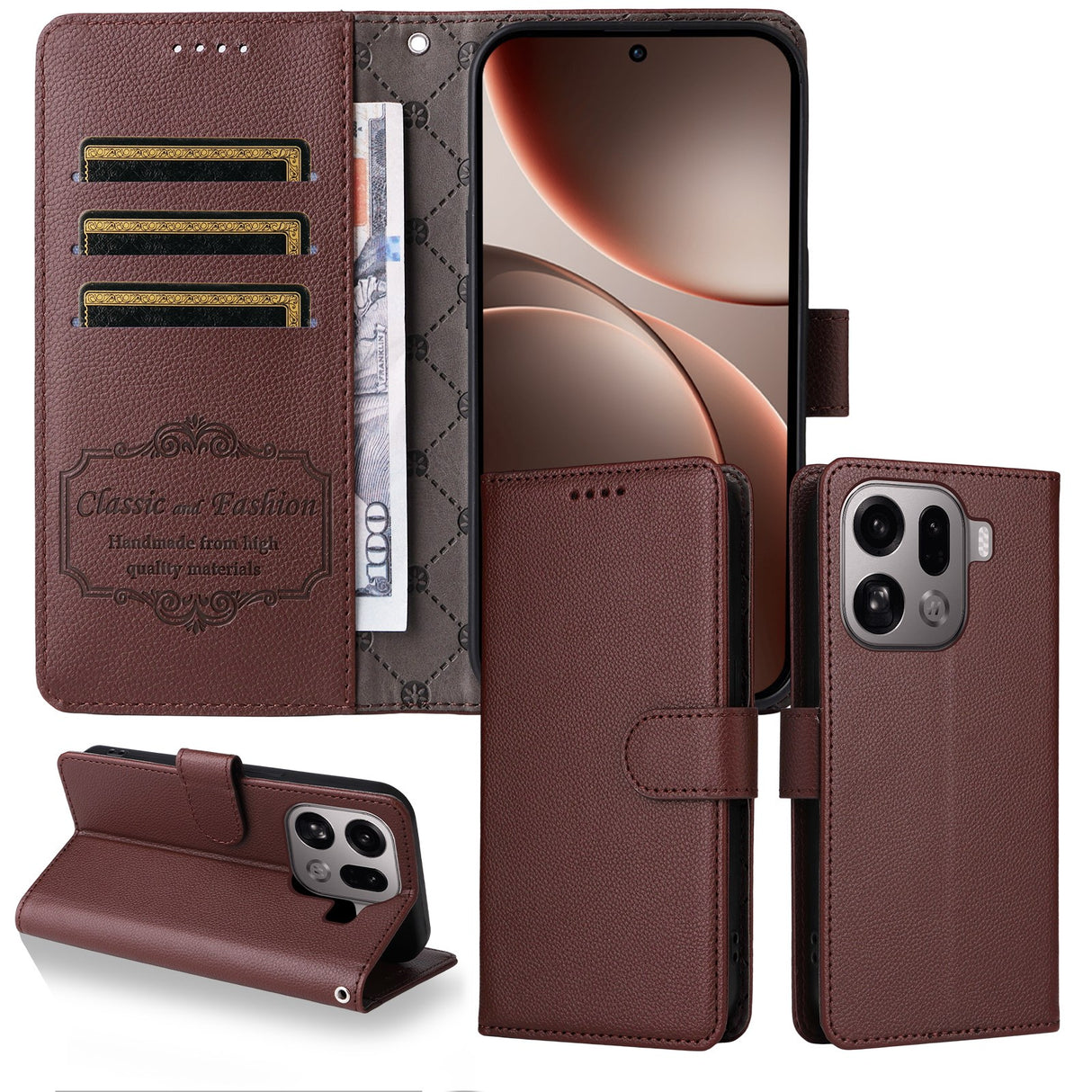 EIDERWOOD OPPO Find X9 Pro Konstläder Fodral m. Rem - Brun