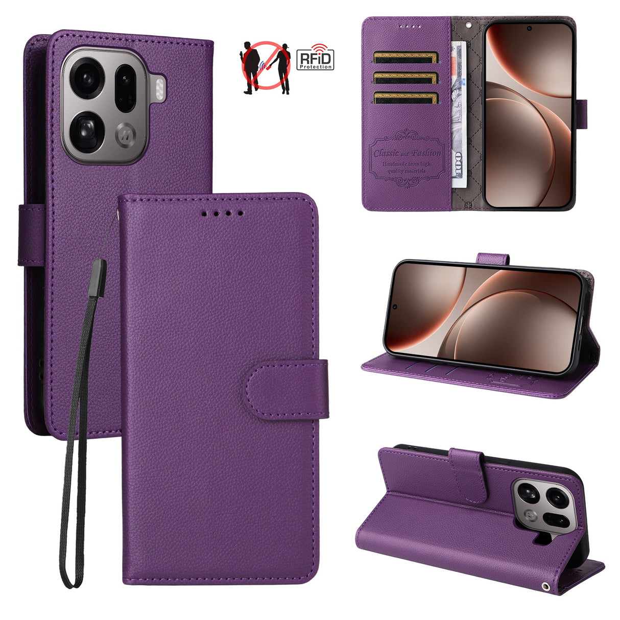 EIDERWOOD OPPO Find X9 Pro Konstläder Fodral m. Rem - Lila