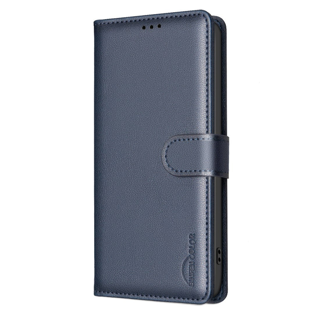 Samsung Galaxy S26+ (Plus) BINFEN Konstläder Fodral med RFID Blockering - Blå