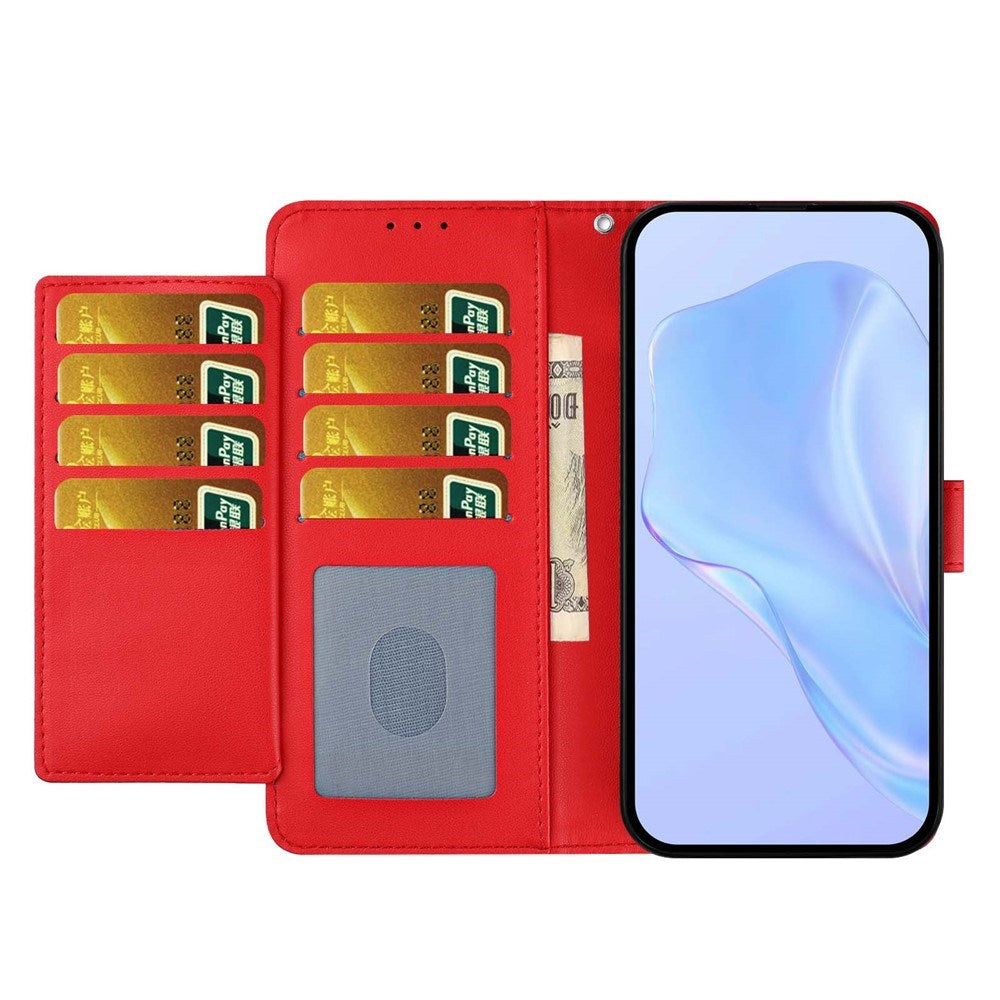 Google Pixel 10a EIDERWOOD Konstläder Fodral m. Rem & Utfällbar Korthållare – Röd