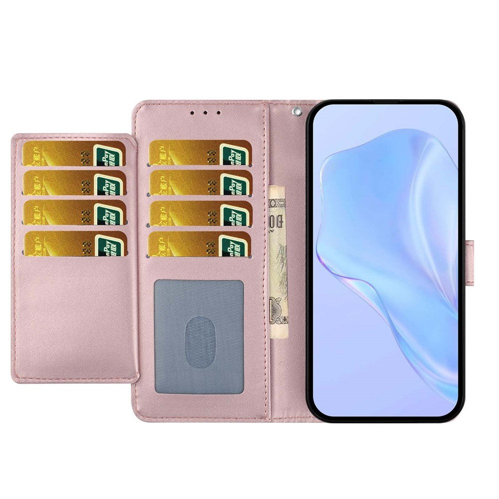 Google Pixel 10a EIDERWOOD Konstläder Fodral m. Rem & Utfällbar Korthållare – Roséguld