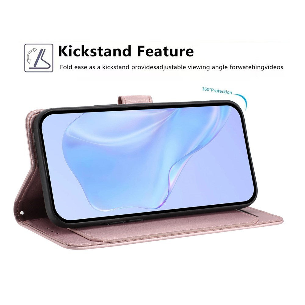 Google Pixel 10a EIDERWOOD Konstläder Fodral m. Rem & Utfällbar Korthållare – Roséguld