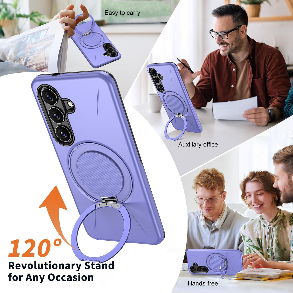 Samsung Galaxy S26 EIDERWOOD Hybrid Plast Skal m. Roterande Kickstand – Lila