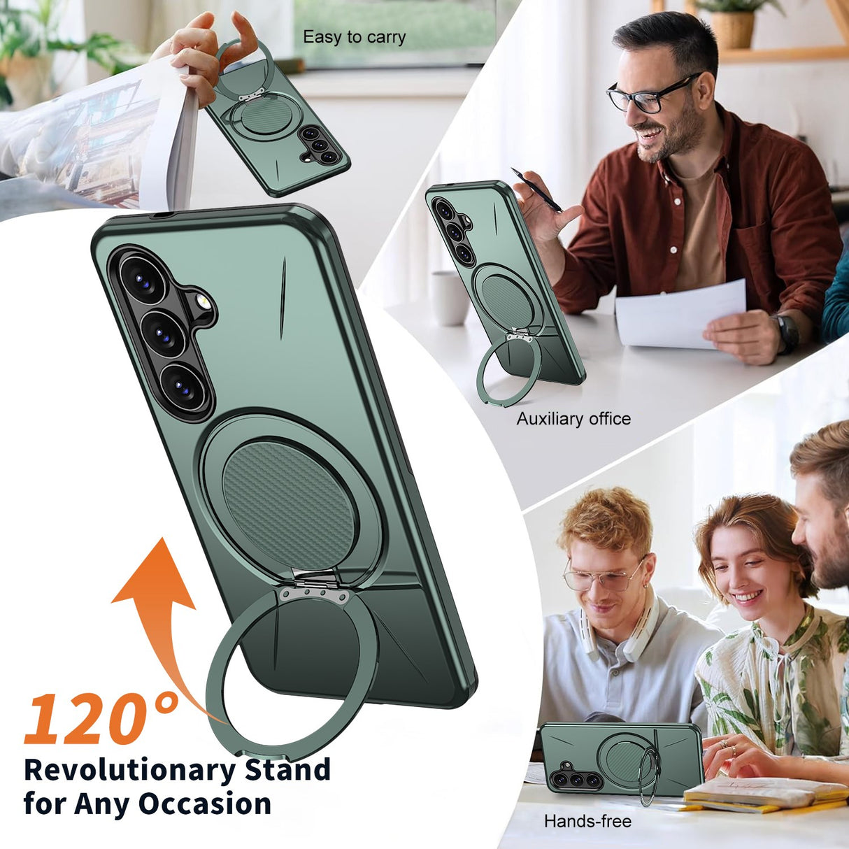 Samsung Galaxy S26 EIDERWOOD Hybrid Plast Skal m. Roterande Kickstand – Grön