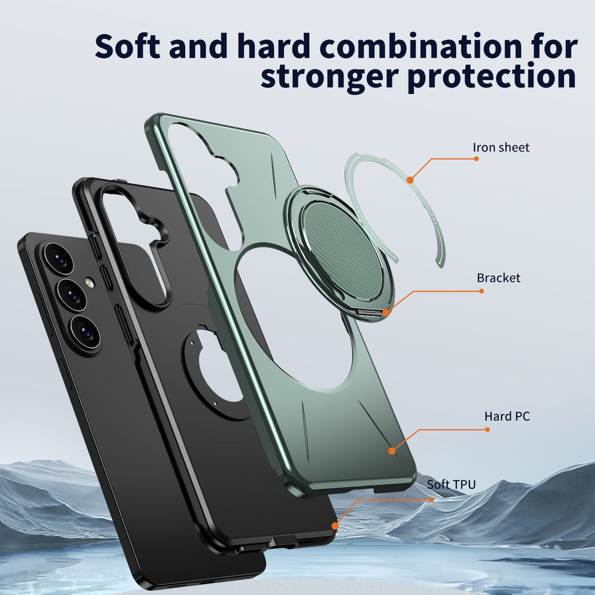Samsung Galaxy S26 EIDERWOOD Hybrid Plast Skal m. Roterande Kickstand – Grön