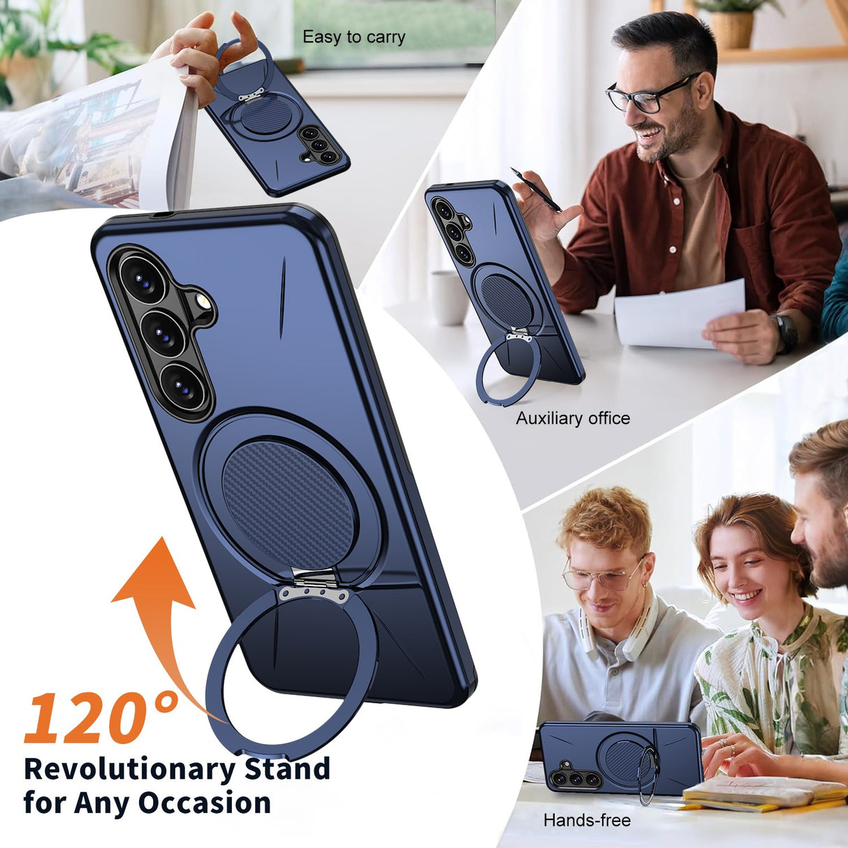 Samsung Galaxy S26 EIDERWOOD Hybrid Plast Skal m. Roterande Kickstand – Blå