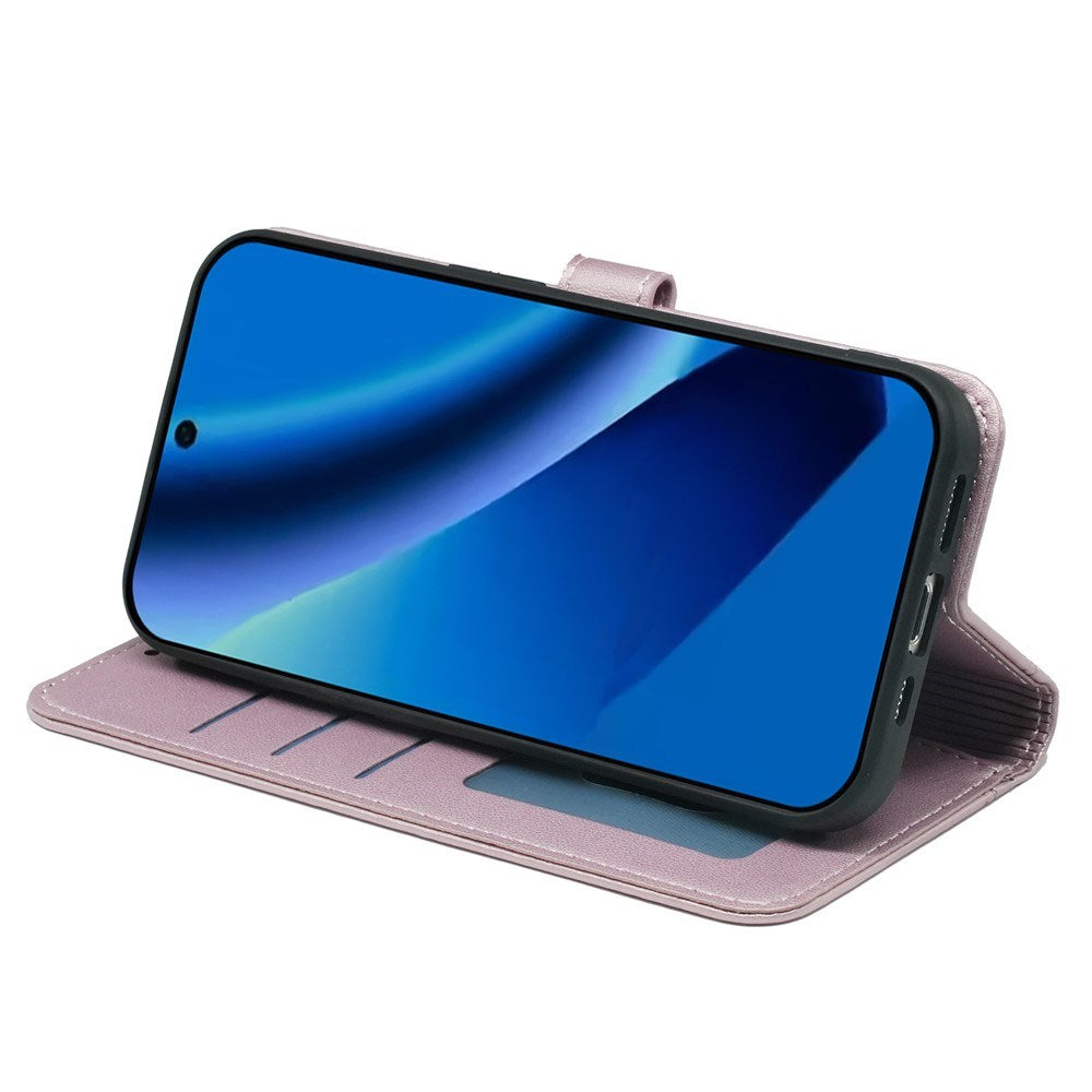 Google Pixel 10a EIDERWOOD Konstläder Fodral m. Korthållare & Stativfunktion – Roséguld
