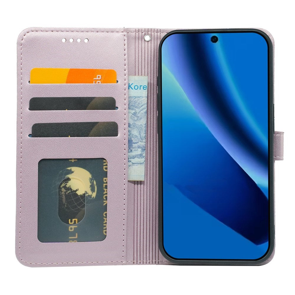 Google Pixel 10a EIDERWOOD Konstläder Fodral m. Korthållare & Stativfunktion – Roséguld
