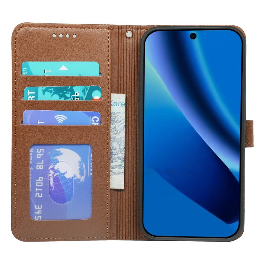 Google Pixel 10a EIDERWOOD Konstläder Fodral m. Korthållare & Stativfunktion – Brun
