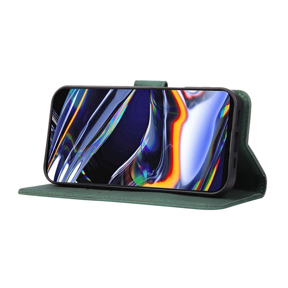 Samsung Galaxy A37 Konstläder Fodral med Korthållare - Mörkgrön