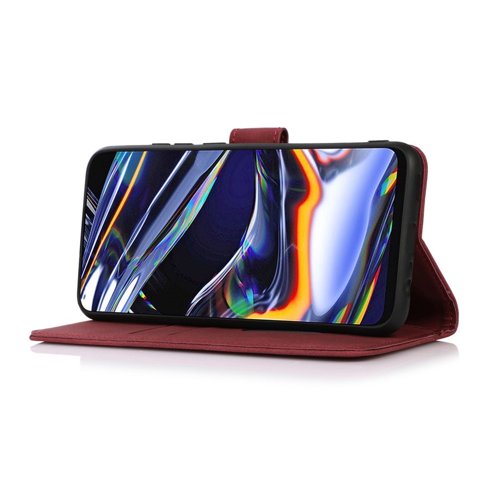 Samsung Galaxy A37 Konstläder Fodral med Korthållare - Röd