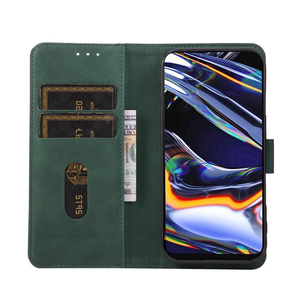 Samsung Galaxy A57 Konstläder Fodral med Korthållare - Mörkgrön